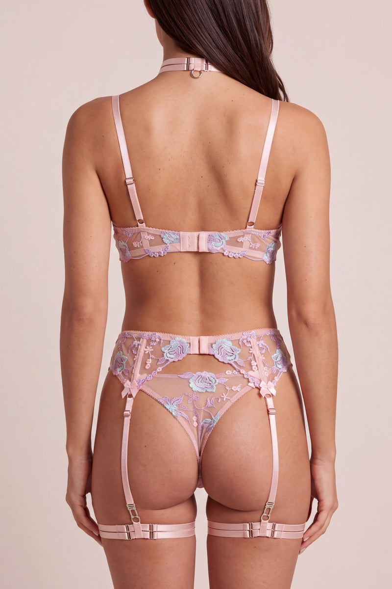 Camelia, pastel çiçek işlemeli jartiyer takımı — ürün görünümü 2