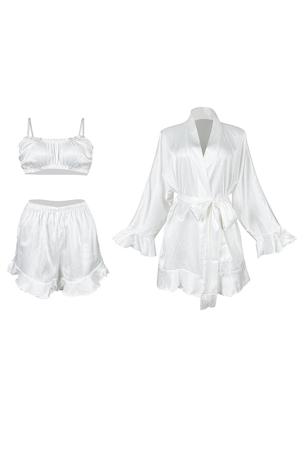 Nereida, beyaz fırfırlı 3 parçalı pijama takımı — ürün görünümü 5