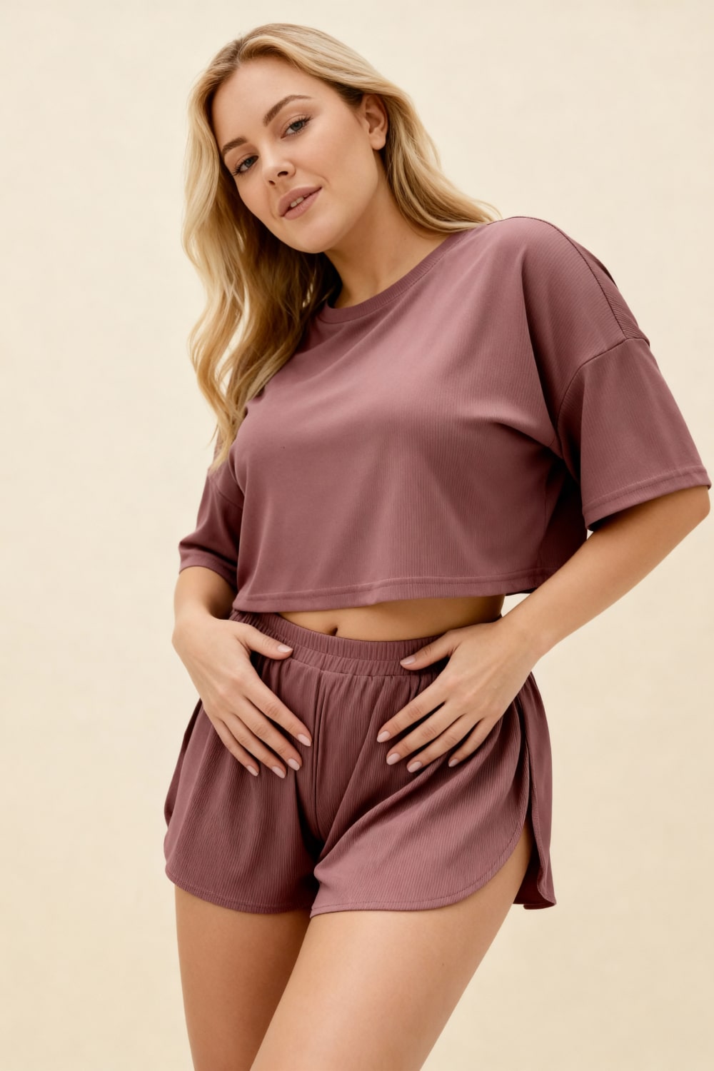 Ofira, gül kurusu 2 parçalı şortlu pijama — ürün görünümü 4